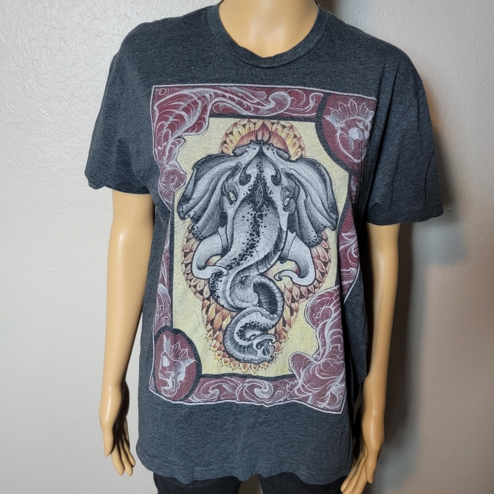 Unisex Size Medium Curbside Clothing Elephant Graphic Tshirt Dark Gray